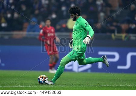 Milano, Italy. 16 February 2022 - Alisson Becker Of Liverpool Fc  During The  Uefa Champions League 