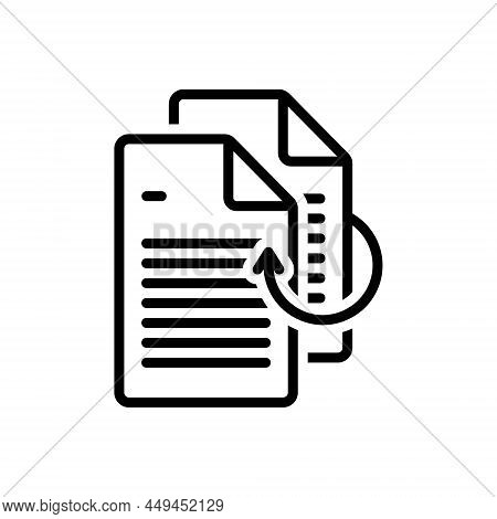 Black Line Icon For Reprint File Document Connect Refresh Copy Duplicate Paper Photocopy