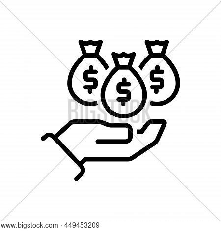 Black Line Icon For Incentives Encouragement Boost Fillip Stimulus Reward Bonus Prize Money Currency