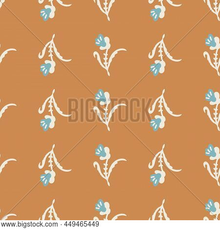 Gender Neutral Sprigged Foliage Seamless Vector Background. Simple Whimsical Botanical 2 Tone Patter