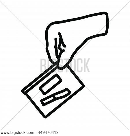Hand Holding Evidence Pocket Icon. Bold Outline Design With Editable Stroke Width. Vector Illustrati