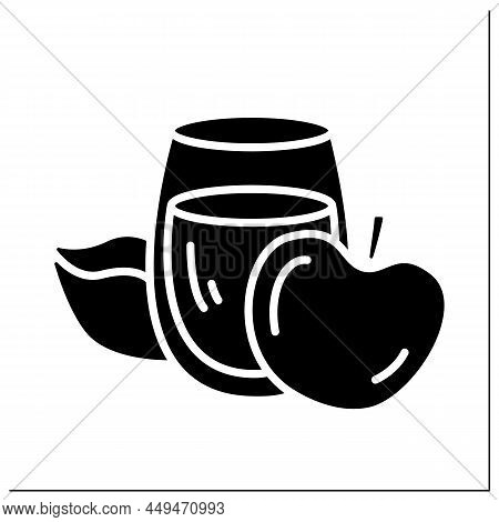Apple Juice Glyph Icon.glass Of Fresh Juice. Ripe Apple.healthy Food.filled Flat Sign. Isolated Silh