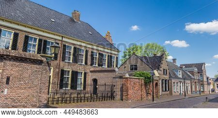 Panorama Of Old Houses On The Brink Square In Assen, Netherlands