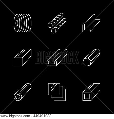 Set Line Icons Of Metal Products Isolated On Black