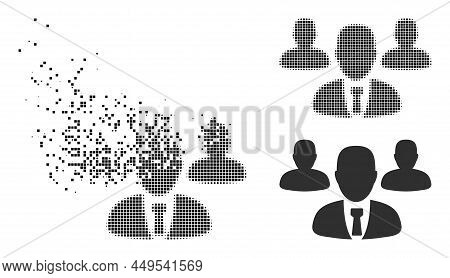 Dispersed Dot Team Staff Vector Icon With Wind Effect, And Original Vector Image. Pixel Dematerializ