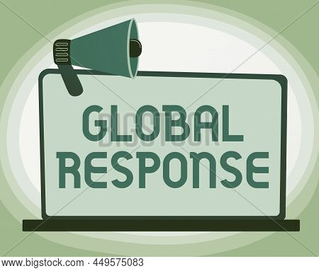 Writing Displaying Text Global Response. Business Idea Indicates The Behaviour Of Material Away From