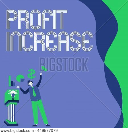 Writing Displaying Text Profit Increase. Business Overview The Growth Of Revenue Generated In Busine