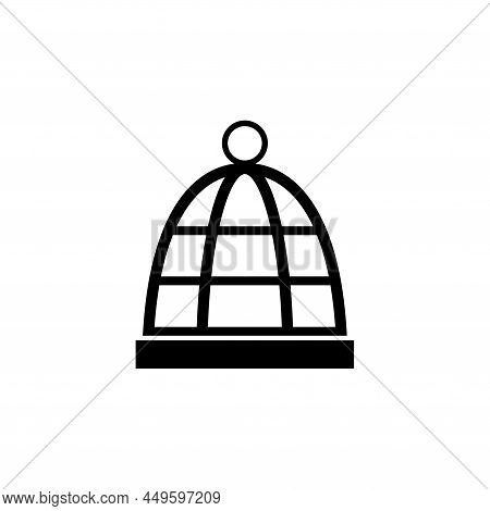 Bird Cage, Pet Cell, Empty Birdcage. Flat Vector Icon Illustration. Simple Black Symbol On White Bac