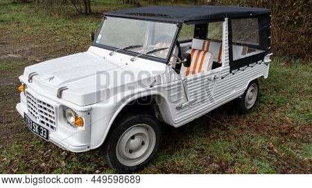 Bordeaux , Aquitaine  France - 02 15 2022 : Citroen White Mehari Beach Sand Buggy From France Retro 