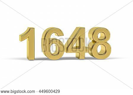 Golden 3d Number 1648 - Year 1648 Isolated On White Background - 3d Render