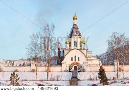 Krasnoyarsk, Russia - February 15, 2022: Winter View On Church In Honor Of The Icon Of The Mother Of