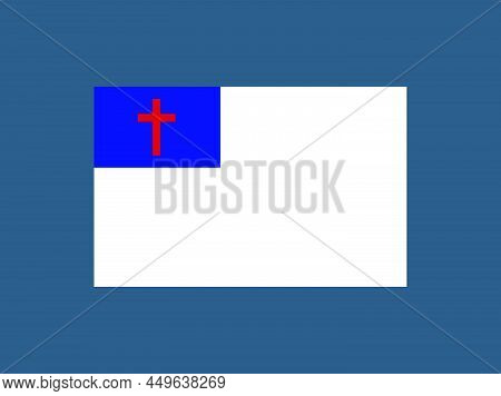 Christianity Vector Flag. Christian Religion Flag With Cross.