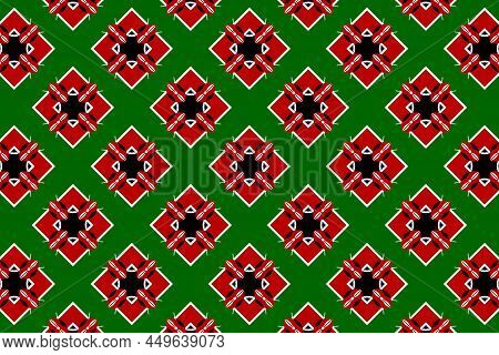 Geometric Pattern In The Colors Of The National Flag Of Kenya. The Colors Of Kenya