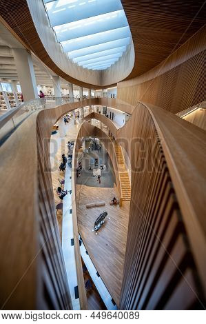 Calgary, Alberta - February 6, 2022: Interior Of Calgary`s Central Branch Of The Calgary Public Libr