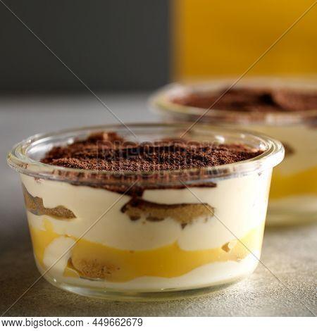 Tiramisu. Dessert With Cream For Breakfast. High Quality Photo