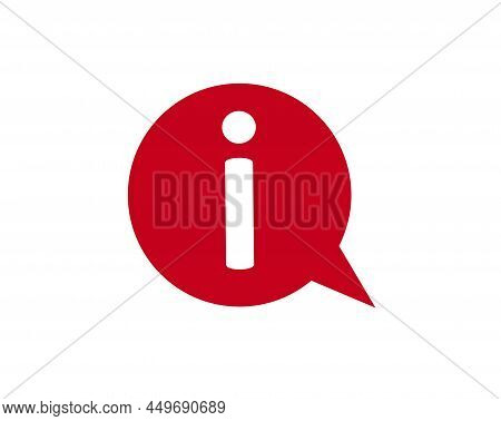 Information Icon. Red Speech Bubble With The Letter 