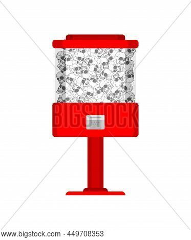 Skull Gumball Machine Isolated. Deadly Candy Machine Vector Illustration. Terrible Sweets Machine