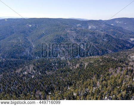 Aerial View Of Byala Cherkva Region At Rhodopes Mountain, Plovdiv Region, Bulgaria