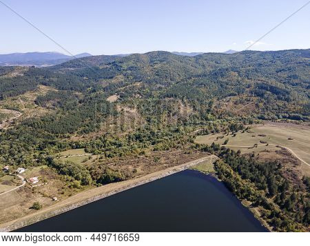Aerial View Of Yarlovtsi Reservoir, Pernik Region, Bulgaria