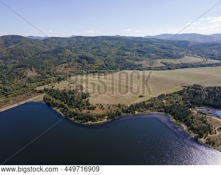 Aerial View Of Yarlovtsi Reservoir, Pernik Region, Bulgaria