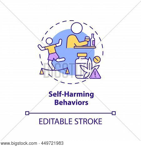 Self Harming Behaviors Concept Icon. Alcohol Usage. Effects Of Conduct Disorder Abstract Idea Thin L