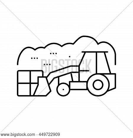 Landfill Tractor Line Icon Vector. Landfill Tractor Sign. Isolated Contour Symbol Black Illustration