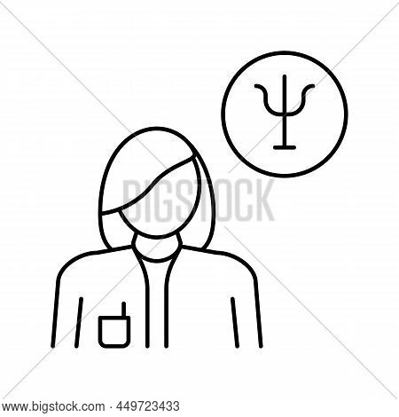 Psychiatry Medical Specialist Line Icon Vector. Psychiatry Medical Specialist Sign. Isolated Contour