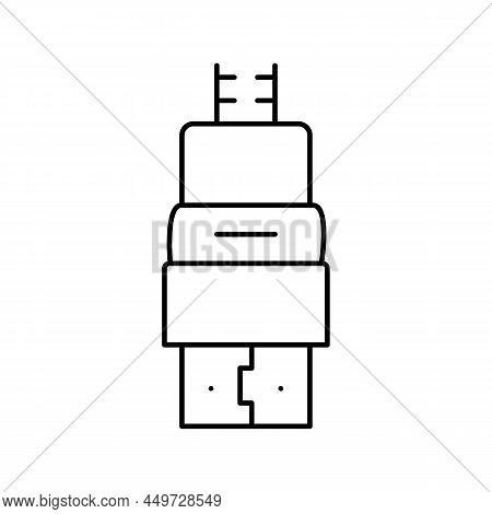 Hdmi Cable Line Icon Vector. Hdmi Cable Sign. Isolated Contour Symbol Black Illustration