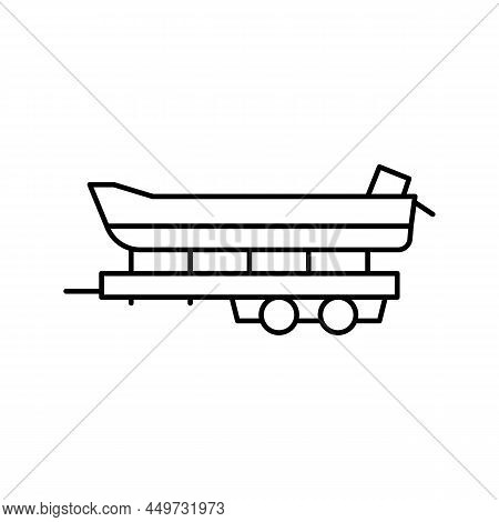 Boat Transportation Trailer Line Icon Vector. Boat Transportation Trailer Sign. Isolated Contour Sym