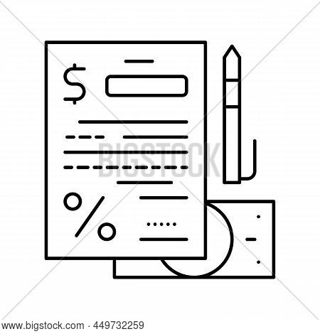 Financial Agreement For Getting Loan Line Icon Vector. Financial Agreement For Getting Loan Sign. Is