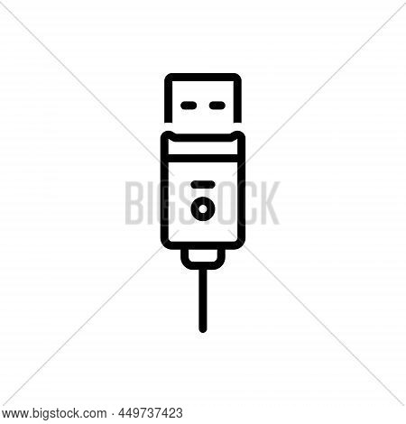Black Line Icon For Firewire Cable Plug Electric Technology Device Lan Connect Peripheral