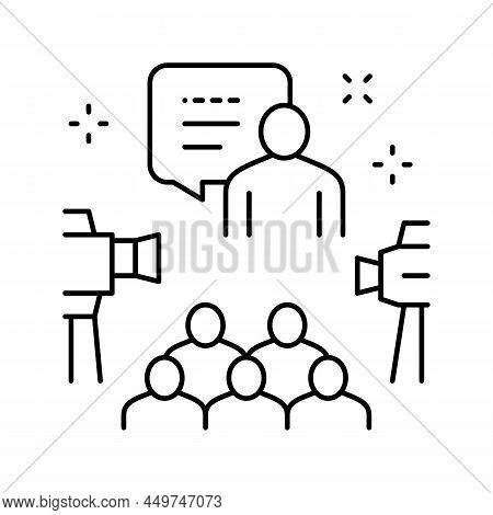 Meeting And Conference Line Icon Vector. Meeting And Conference Sign. Isolated Contour Symbol Black 