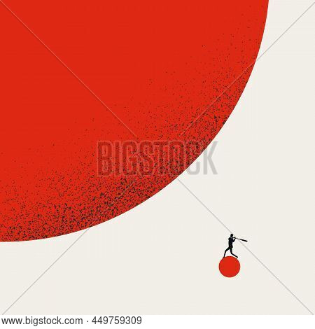 Business Challenge, Against Odds, Vector Concept. Symbol, Of Strength, Leadership, Courage. Minimal 