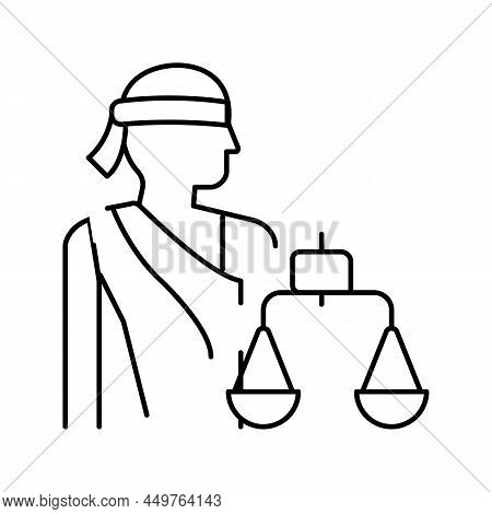 Justitia Law Line Icon Vector. Justitia Law Sign. Isolated Contour Symbol Black Illustration