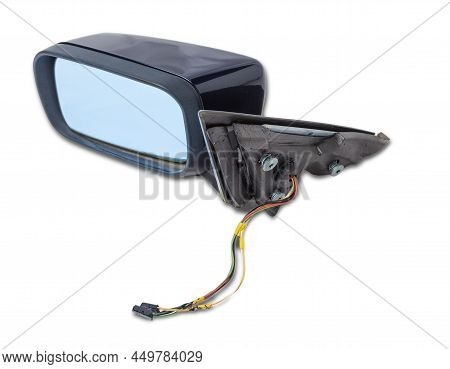Close-up On A Side Mirrors From A Car For Repair And Replacement After An Accident In A Workshop. Au