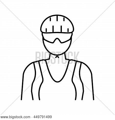 Female Cyclist Line Icon Vector. Female Cyclist Sign. Isolated Contour Symbol Black Illustration