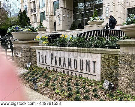 Atlanta, Ga - March 28, 2021:  The Paramount Condominium Building In The Buckhead District Of Atlant