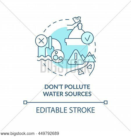 Dont Pollute Water Sources Turquoise Concept Icon. Litter Prevention Abstract Idea Thin Line Illustr