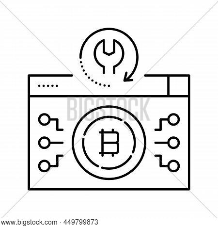 Bitcoin Recovery Services Line Icon Vector. Bitcoin Recovery Services Sign. Isolated Contour Symbol 