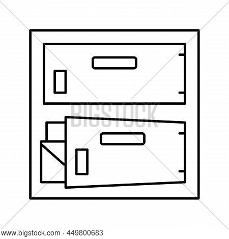Postomat For Letter Line Icon Vector. Postomat For Letter Sign. Isolated Contour Symbol Black Illust