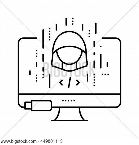 Hacked Software Line Icon Vector. Hacked Software Sign. Isolated Contour Symbol Black Illustration