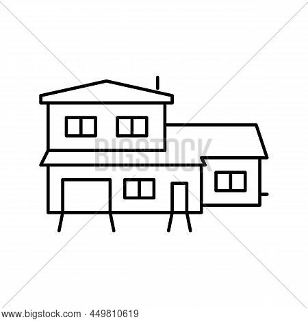 Split-level House Line Icon Vector. Split-level House Sign. Isolated Contour Symbol Black Illustrati