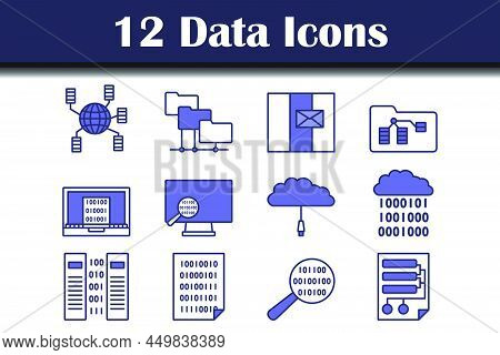 Data Icon Set. Editable Bold Outline With Color Fill Design. Vector Illustration.
