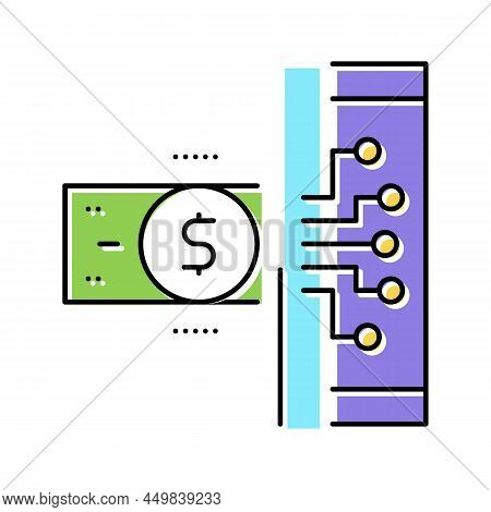 Electonic Money Color Icon Vector. Electonic Money Sign. Isolated Symbol Illustration