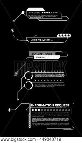 Callouts Titles Banner. Futuristic Digital Line Text Frame Boxes And Label Emplate Set. Pop-up Or De