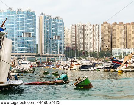 Aberdeen, Hong Kong - November 09, 2012: Aberdeen Harbour, Former Floating Village. Fishing Boats  A