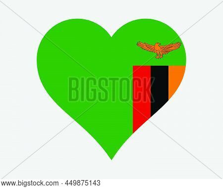Zambia Heart Flag. Zambian Love Shape Country Nation National Flag. Republic Of Zambia Banner Icon S