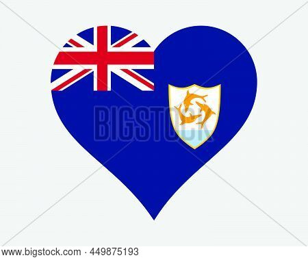 Anguilla Heart Flag. Anguillan Love Shape Flag. Anguilla British Overseas Territory Banner Icon Sign