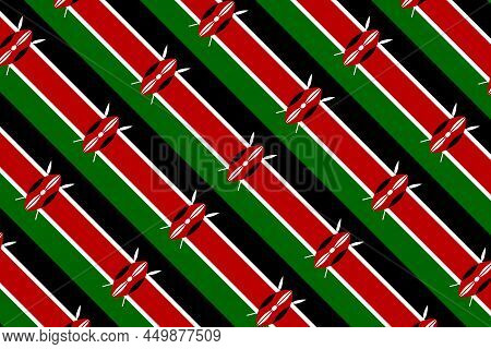 Geometric Pattern In The Colors Of The National Flag Of Kenya. The Colors Of Kenya