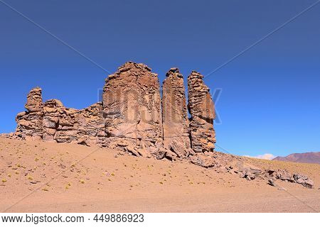 Volcanic Rock Formations In La Cantera De Pacana, Los Andes Chi
